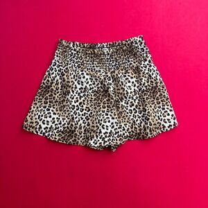 Misope Womens Leopard Print Smocked Waist Shorts Brown Animal Print Flowy S/M